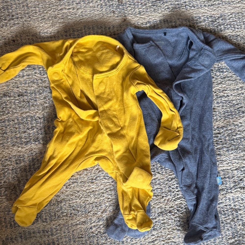 Magnetic Me Footed One-Piece Pajamas in Yellow and Gray - Picture 1 of 3